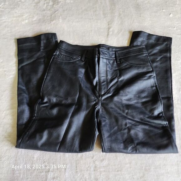 Halogen Pants - Halogen Women's 10 High Waisted 5 Pocket Straight Leg Vegan Leather Pants Black
